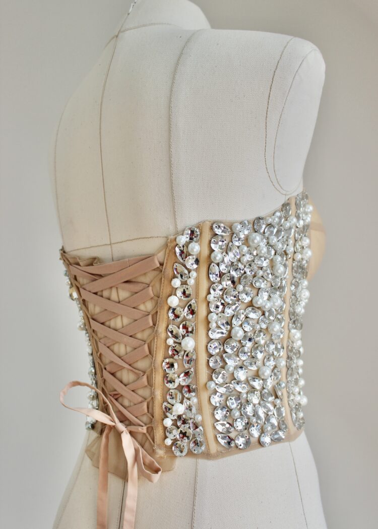 LAHO Corset with Rhinestones Pearls